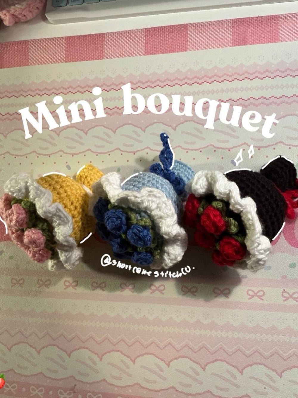 Handcrafted Pink Crochet Mini Bouquet